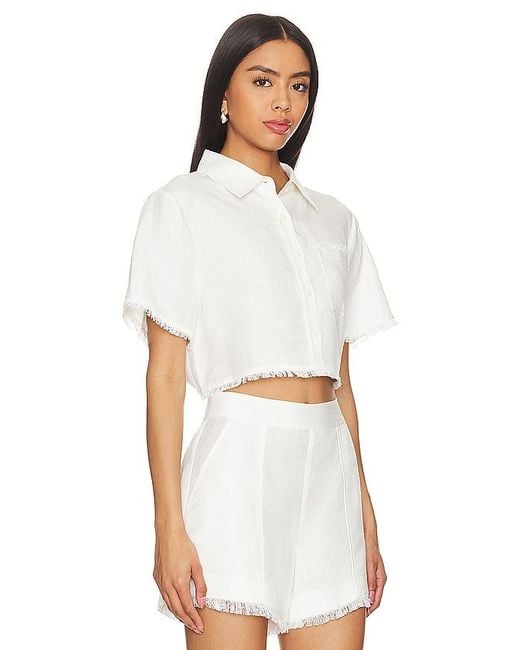 Jonathan Simkhai White Solange Cropped Shirt