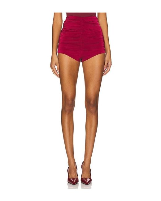Nbd Red Ruffle High-Waisted Shorts
