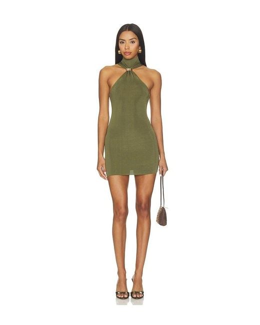 Lovers + Friends Green Gennifer Ruched Neck Dress