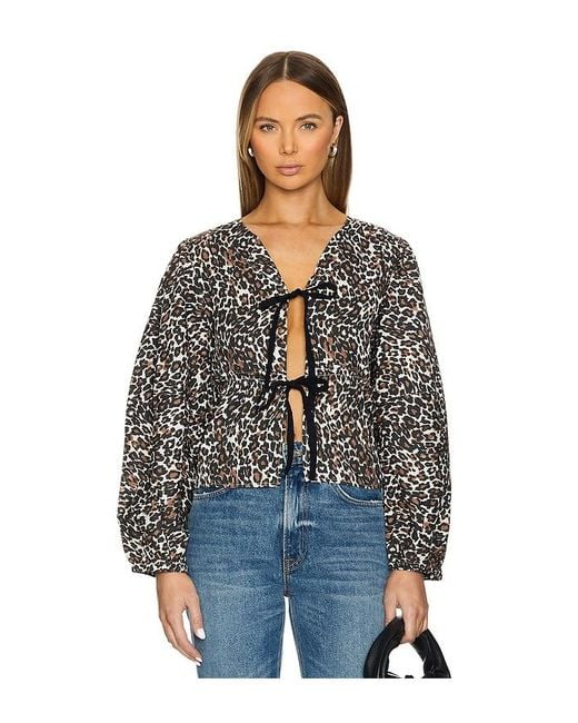 Free People Black X Revolve Printed Brunch Babe Top