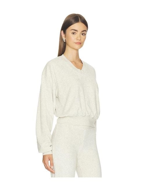 ÉTERNE White Cropped V-Neck Sweatshirt