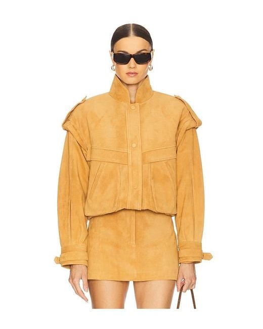 AEXAE Orange Leather Suede Oversized Jacket