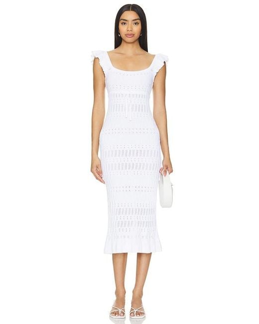 LPA White Gracie Midi Dress