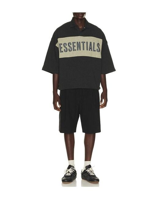 Fear Of God Black Panelled Crop Polo for men