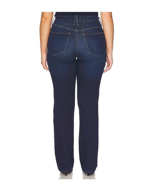 GOOD AMERICAN Blue Soft Tech Good True Straight Jeans