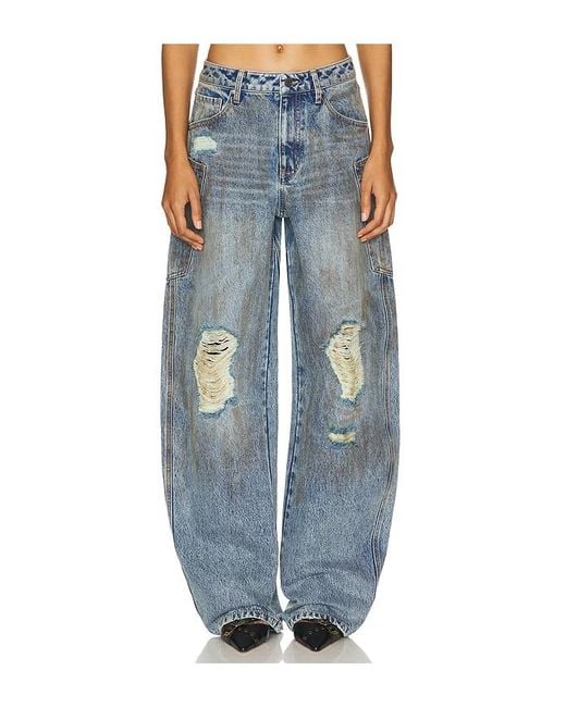 AFRM Blue Bexley High Rise Chippy Barrel Pant