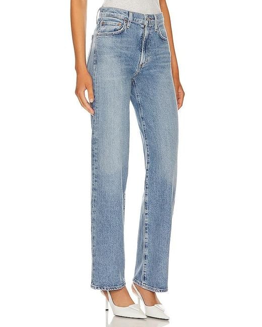 Agolde Blue Harper Mid Rise Relaxed Straight Jeans