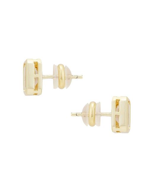 Shashi Emeral Cut Bezel スタッズイヤリング White