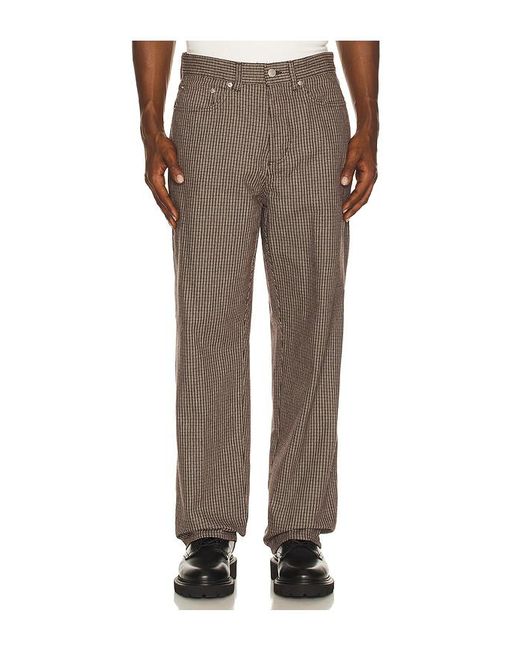 Obey Brown Classic Baggy Plaid Denim Pants for men