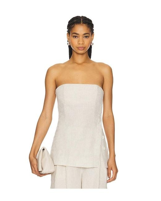 GRLFRND White Linen Strapless Tunic Top