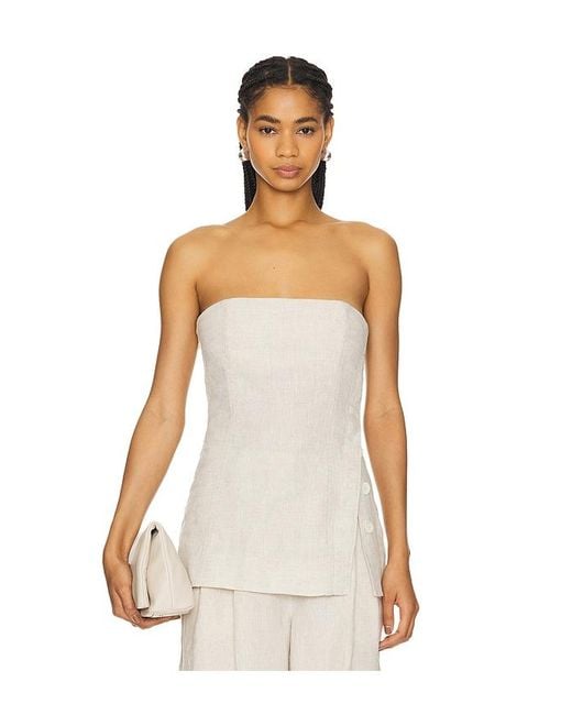 GRLFRND White Linen Strapless Tunic Top