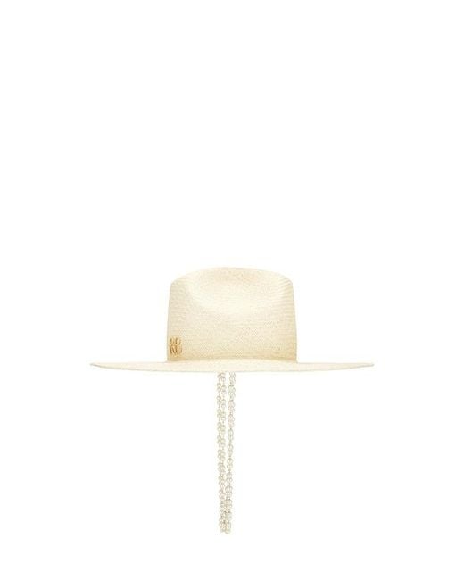 Ruslan Baginskiy White Double Chain Strap Cowboy Hat