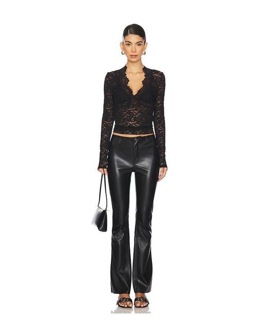 Free People Black Lace Long Sleeve Sheer Top