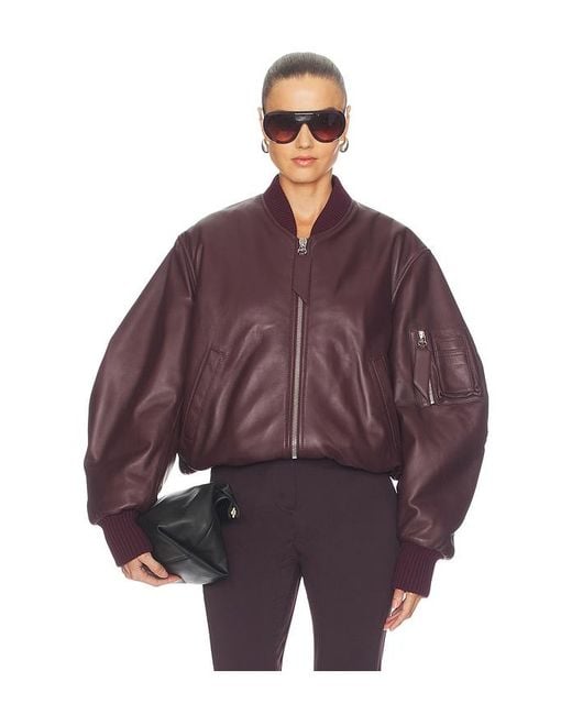 The Attico Purple Leather Bomber Jacket