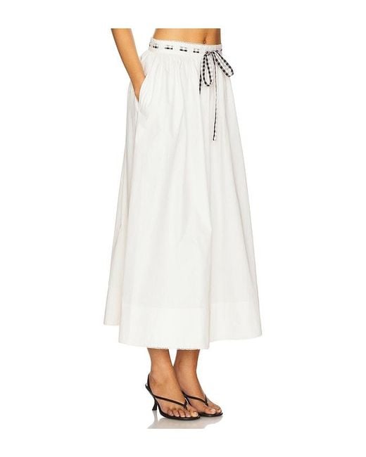For Love & Lemons White Georgia Poplin Midi Skirt
