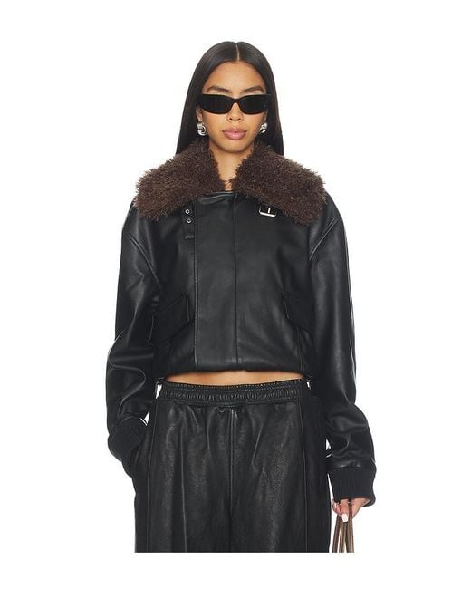 superdown Black Philomena Faux Leather Jacket