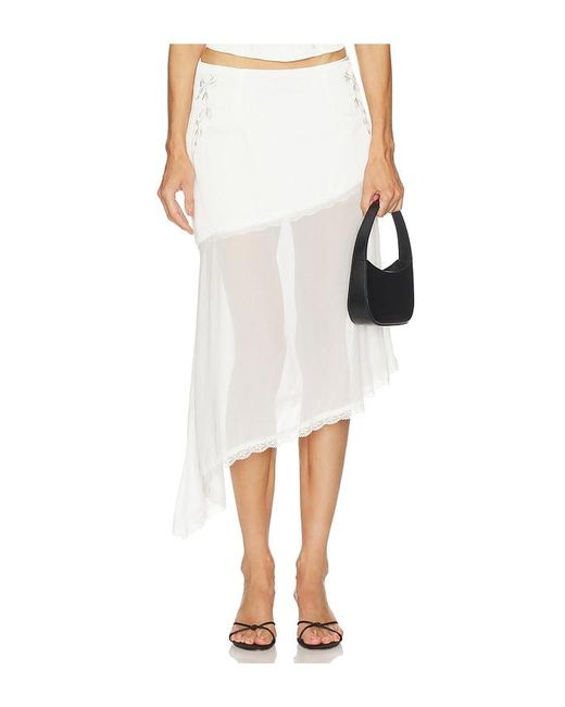 Runaway the Label White Emberly Midi Flounce Skirt