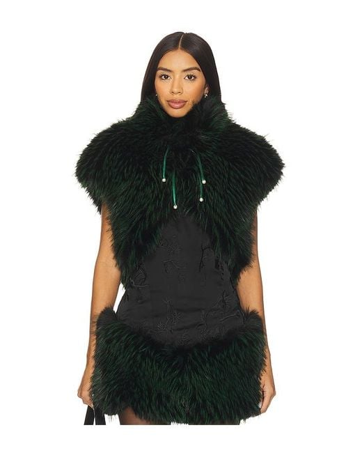 Kim Shui Black Lina Faux Fur Vest Top