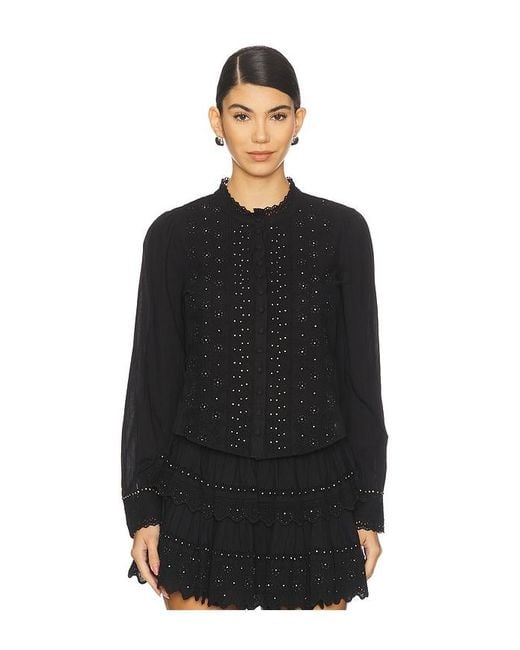LoveShackFancy Black Larine Top
