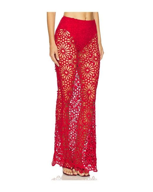 Norma Kamali Red Obie Maxi Skirt