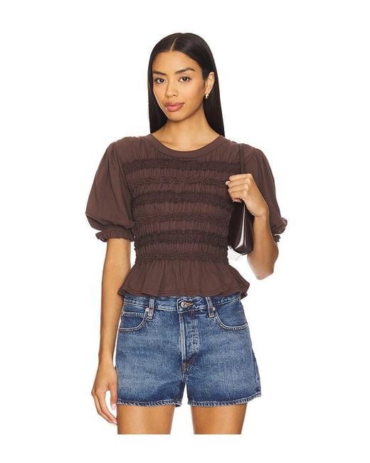 Free People Blue Strick-Top Maxey