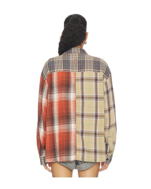 One Teaspoon Blue Essential Patchwork Flannel Shirt