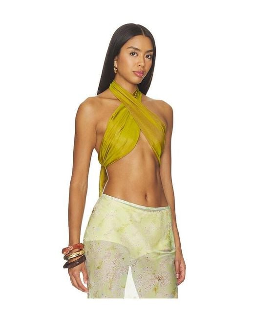 retroféte Yellow Fable Chiffon Top