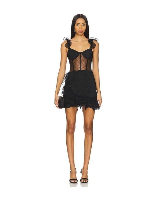 PATBO Black Laila Lace Flutter Mini Dress