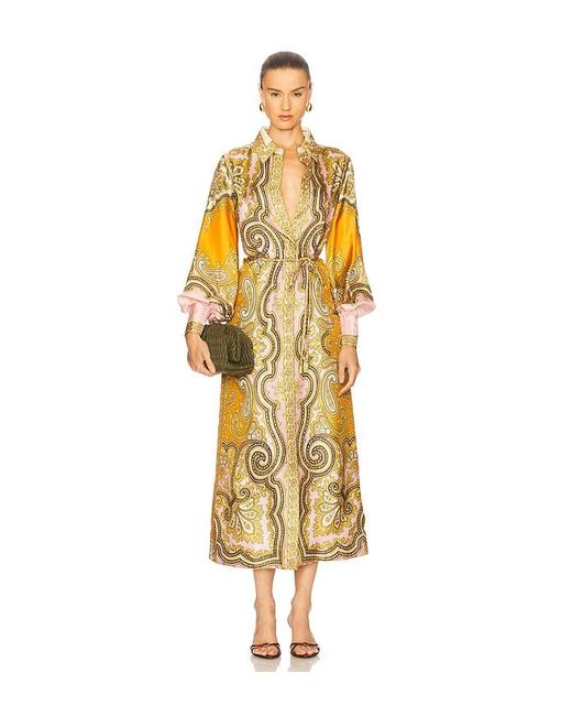 ALÉMAIS Metallic Clemenza Silk Shirtdress