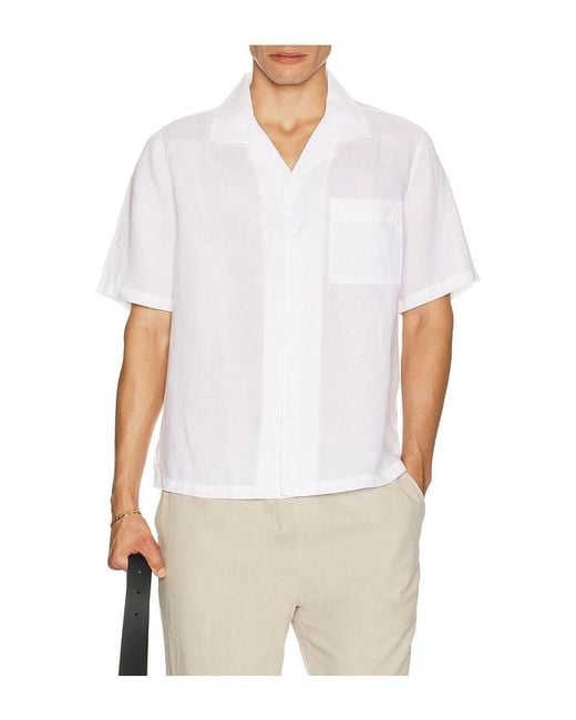 Onia White Air Linen Convertible Vacation Shirt for men