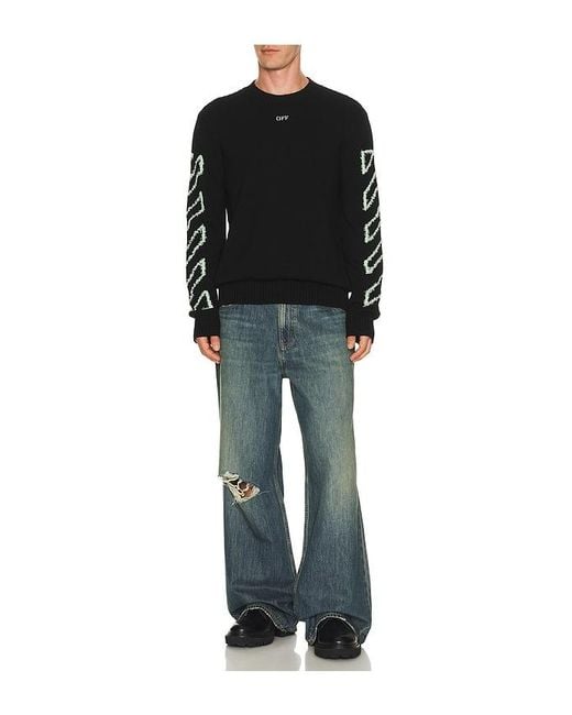 Off-White c/o Virgil Abloh Black Fuzzy Knit Crew Neck Sweater for men