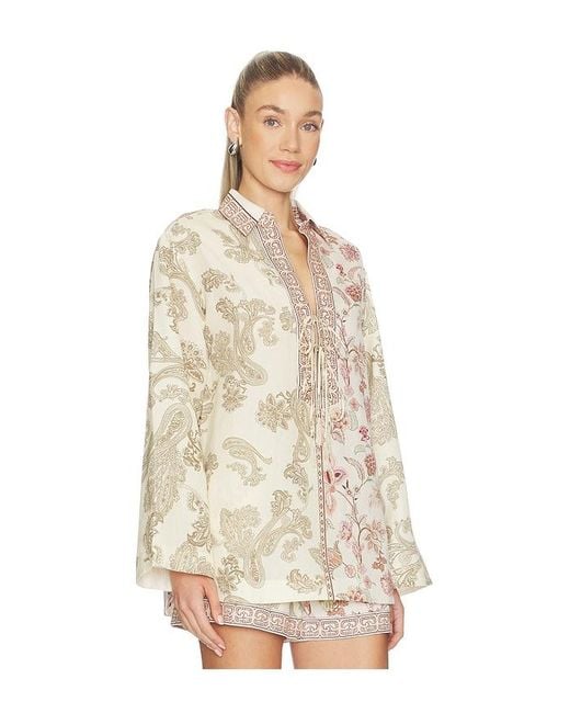 Hemant & Nandita Natural Drop Shoulder Collared Tunic