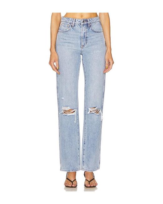 GRLFRND Blue Sara Super High Rise Slim Straight