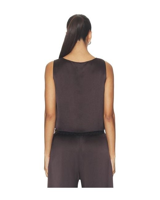 Leset Brown Barb Lace Crop Sleeveless Crew