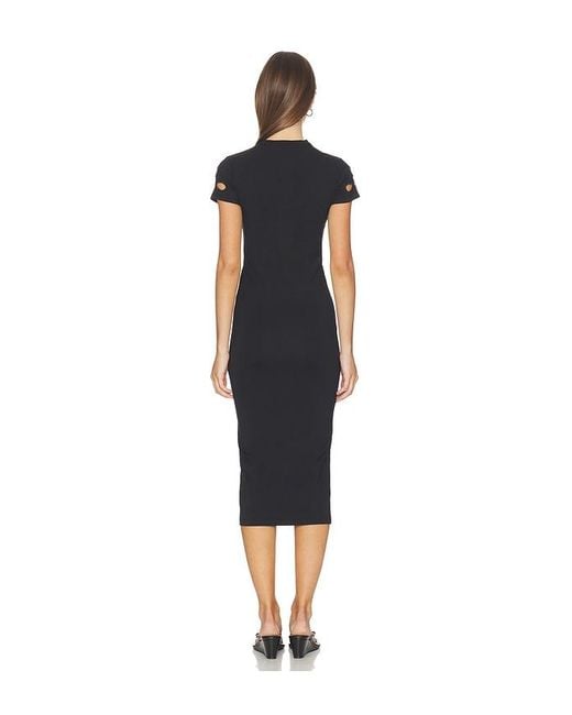 GOOD AMERICAN Black Super Stretch Eyelet Midi Dress