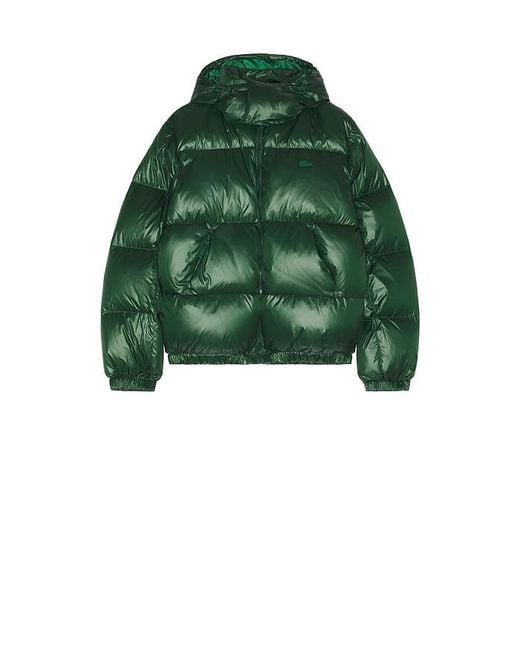 Lacoste Green Nylon Shiney Puffer Jacket for men