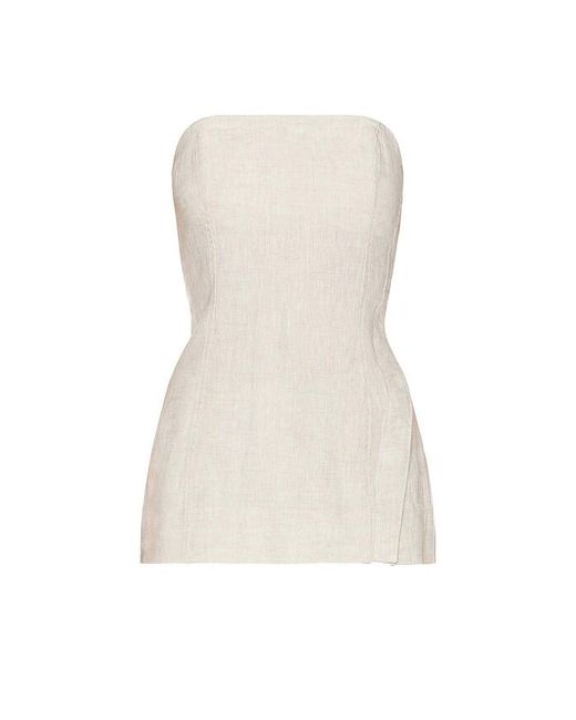 GRLFRND White Linen Strapless Tunic Top