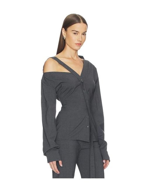 Jade Cropper Black Asymmetric Long Sleeve Top