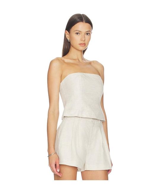 GOOD AMERICAN White Linen Strapless Top