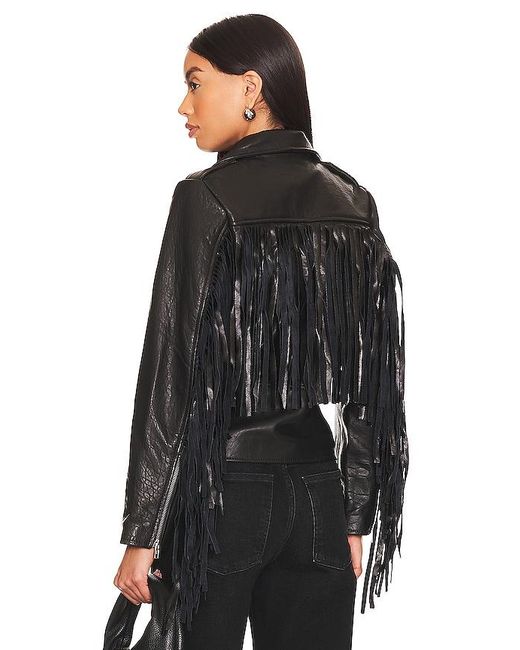 Urban Outfitters Black Baddie Fringed Moto Jacket