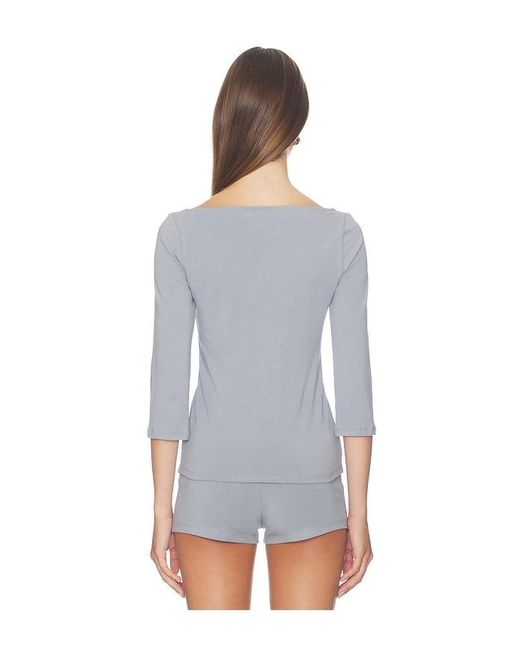 Oddli White 3/4 Boat Neck Top