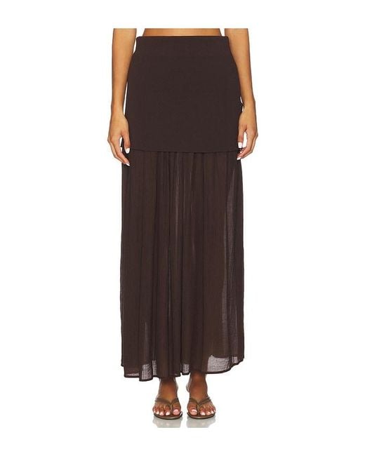 Line & Dot Brown Rhone Mix-Media Skirt
