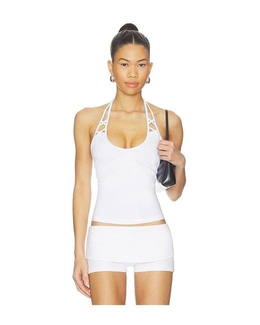 Frankie's Bikinis White X Jennie Nora Cotton Jersey Halter Top