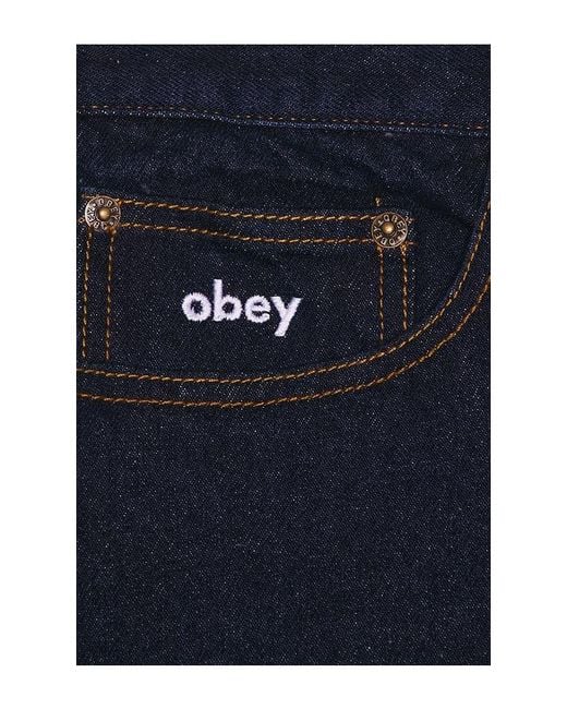 Obey Blue Bigwig Baggy Denim Shorts for men