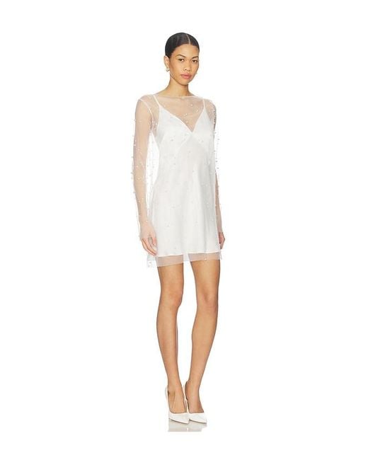 Shona Joy Opaline Sheer Pearl Mini Dress in White | Lyst Shona Joy Opaline Sheer Pearl Mini Dress in White | Lyst