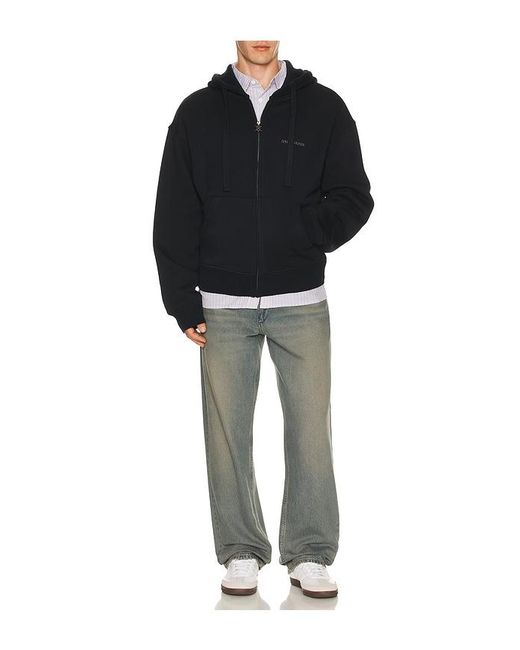 Daily Paper Black Boxy Zip Up Hoodie for men