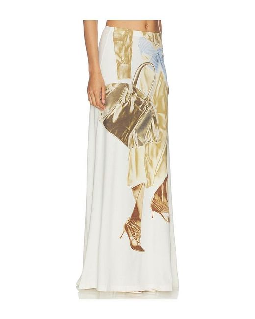 MARRKNULL White Printed Skirt