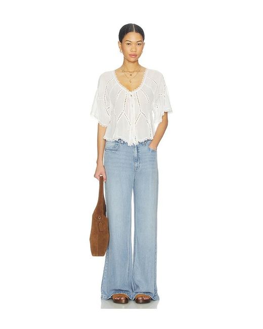 Free People White Michelle Blouse