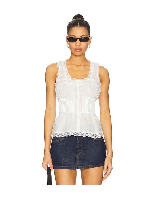 GUIZIO White Lillie Pintuck Top