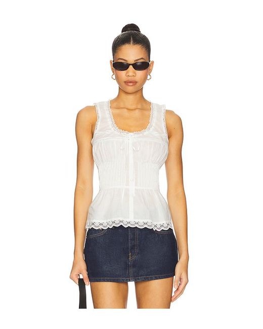 GUIZIO White Lillie Pintuck Top